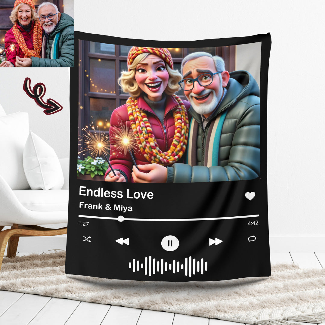 Custom Music Blanket Photo Cartoon Portrait Blanket