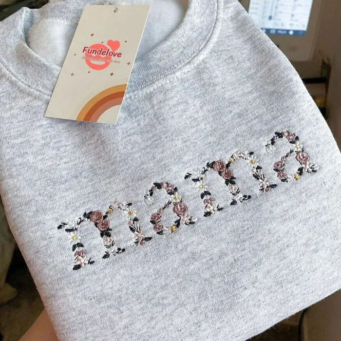 Sweatshirt mit Blumen-Mama-Stickerei