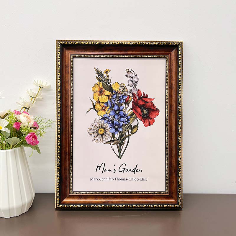 50%OFF🌷Birth Flower Family Bouquet Personalized Names Frame