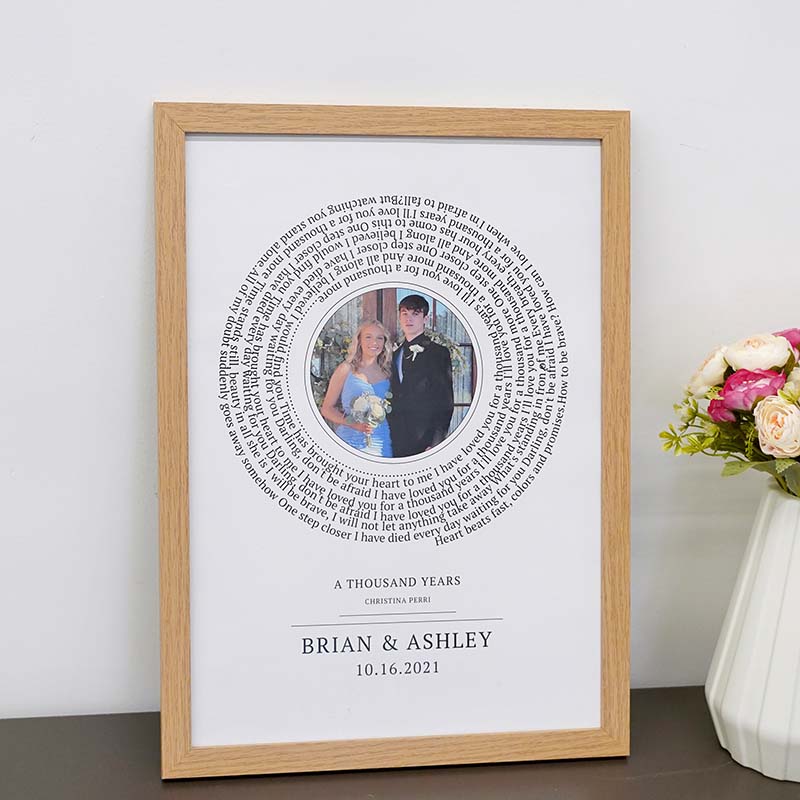 Personalised Photo with song lyric frame