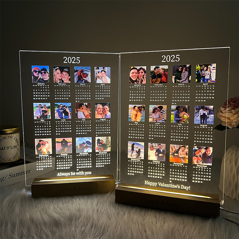 Personalized 2025 Calendar LED Light with Photo