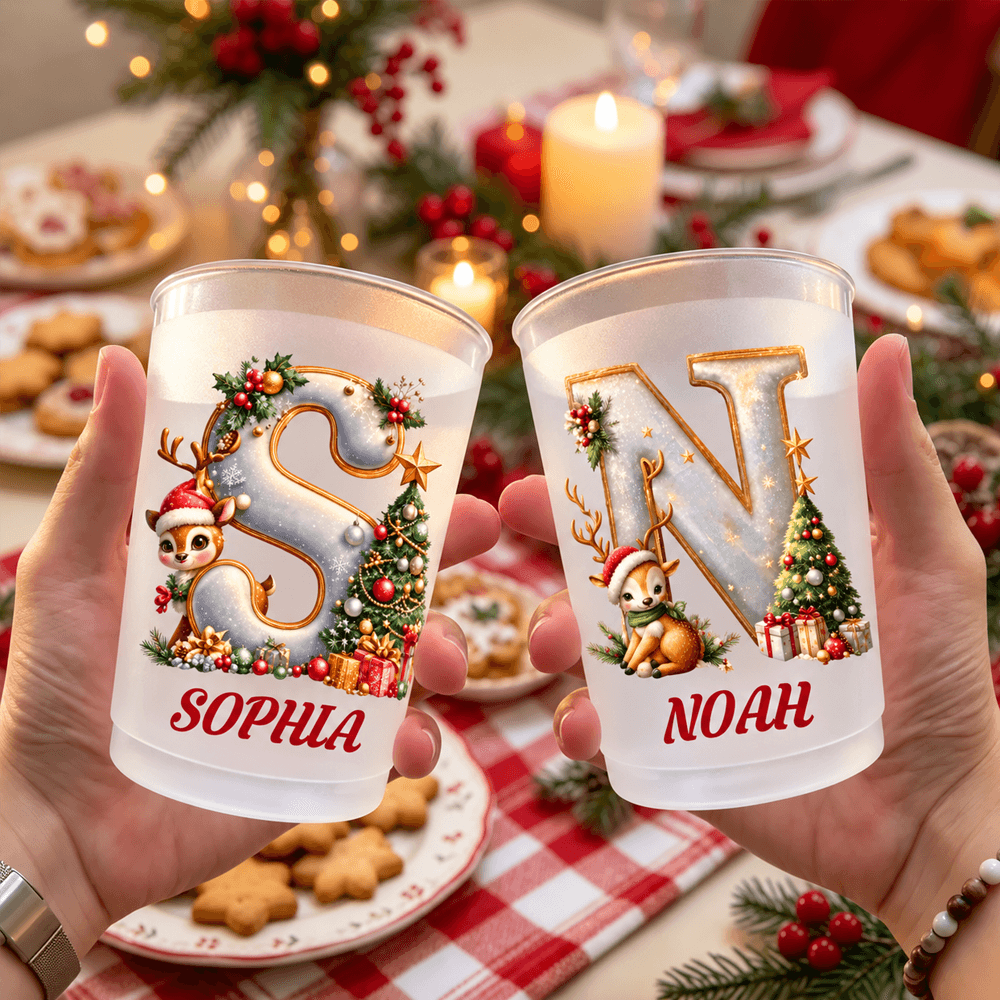Personalized Christmas Initial Crew Socks