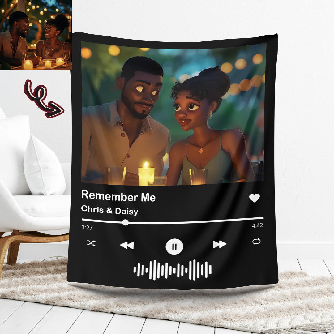 Custom Music Blanket Photo Cartoon Portrait Blanket