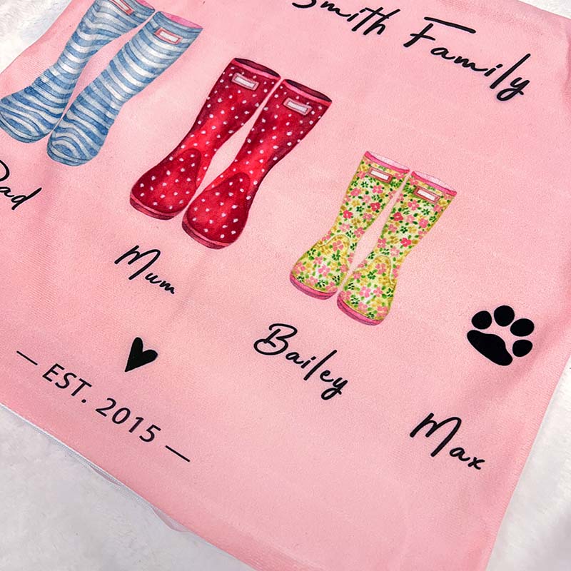 Personalized Family Rain Boots Names Blanket&Pillow