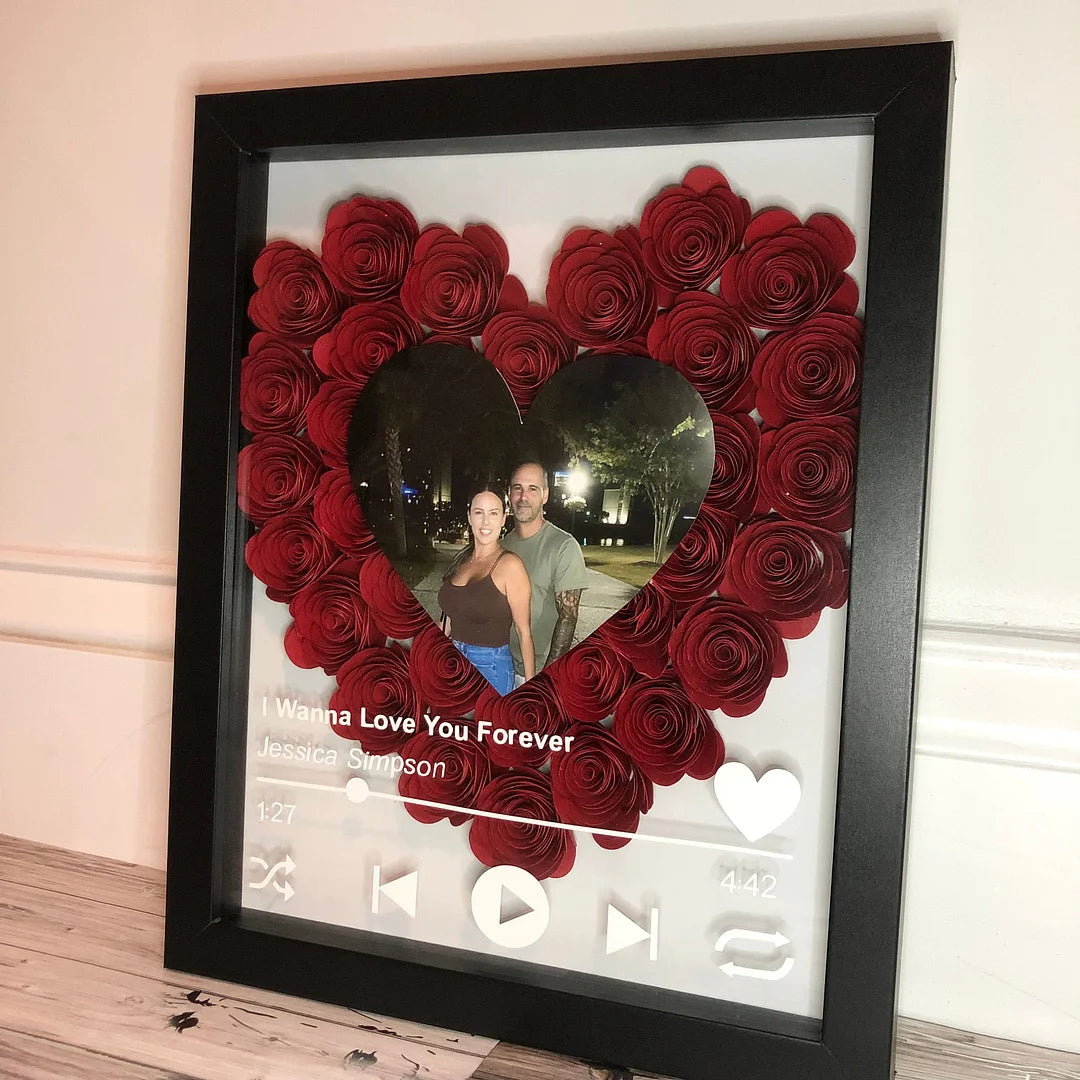 Custom Flower Shadow Box with Photo Rectangle