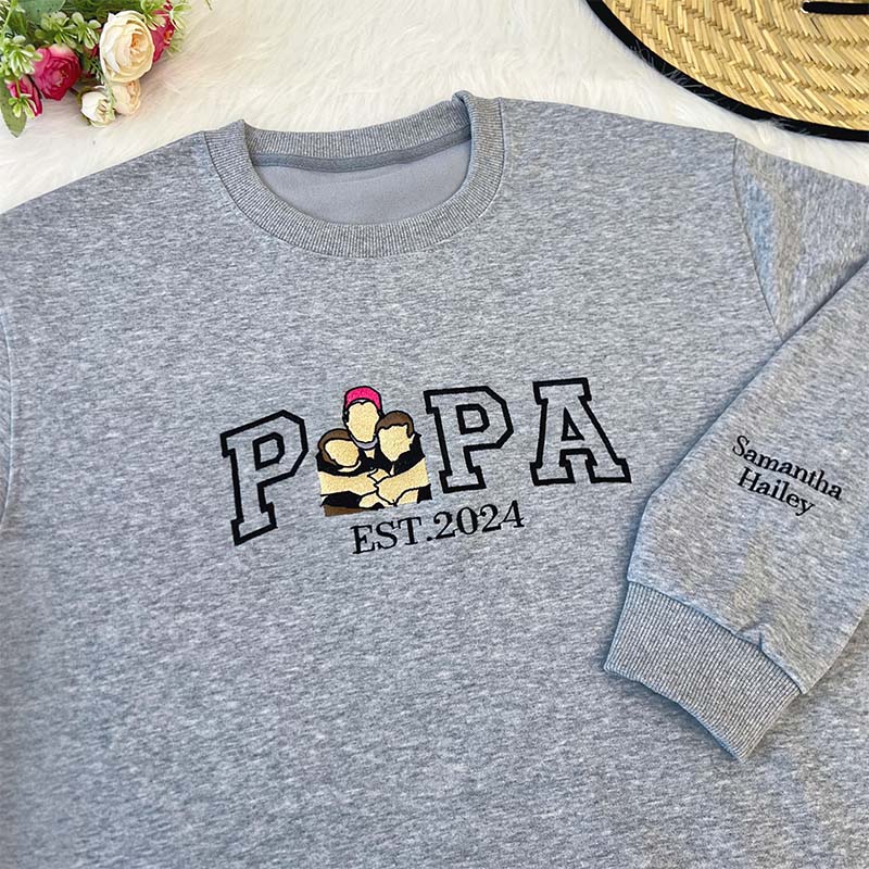 Embroidered Father and Son/Daughter Sweatshirt-Father's Day Gift