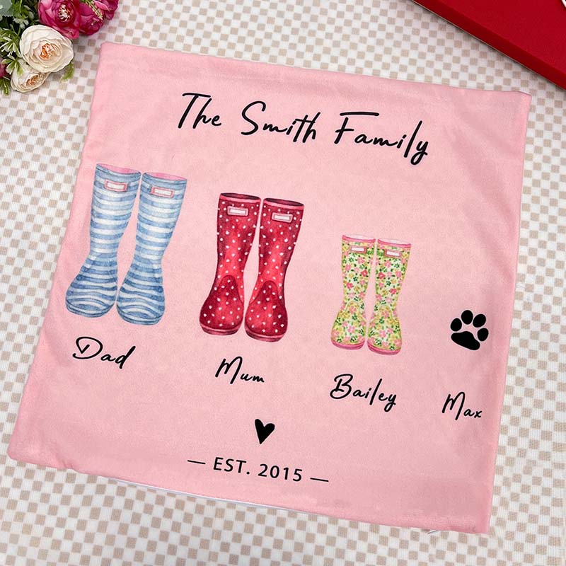 Personalized Family Rain Boots Names Blanket&Pillow