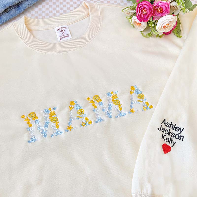 Sweatshirt mit Blumen-Mama-Stickerei