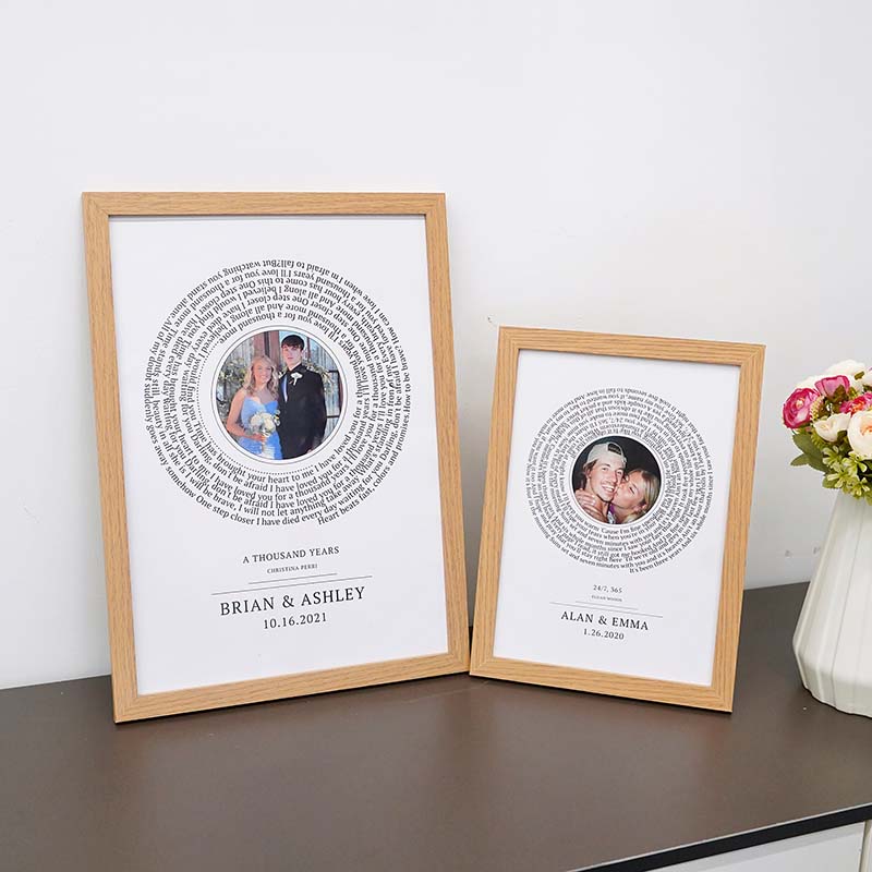 Personalised Photo with song lyric frame