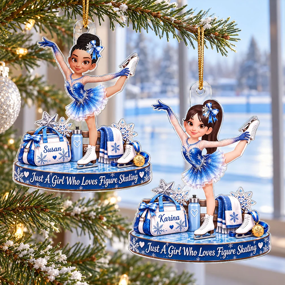 Personalized Girl Who Loves Figure Skating Ornament