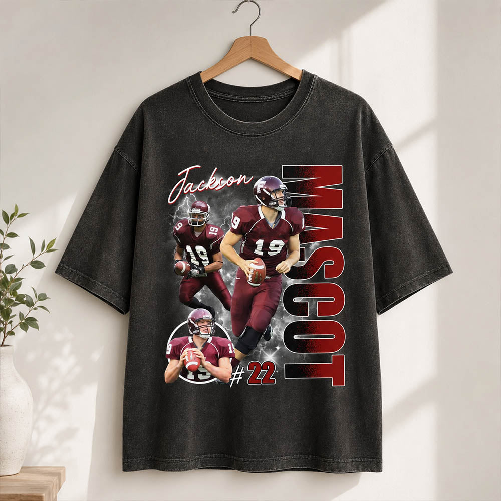 Custom Football Photo Shirt with Player Name & Team Mascot