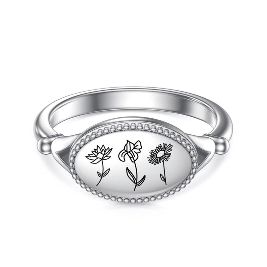 Personalized Family Birth Flower Ring #1