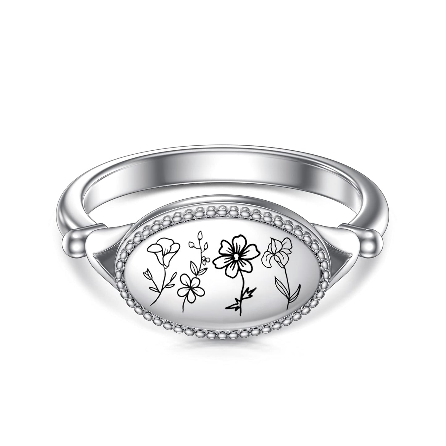 Personalized Family Birth Flower Ring #1