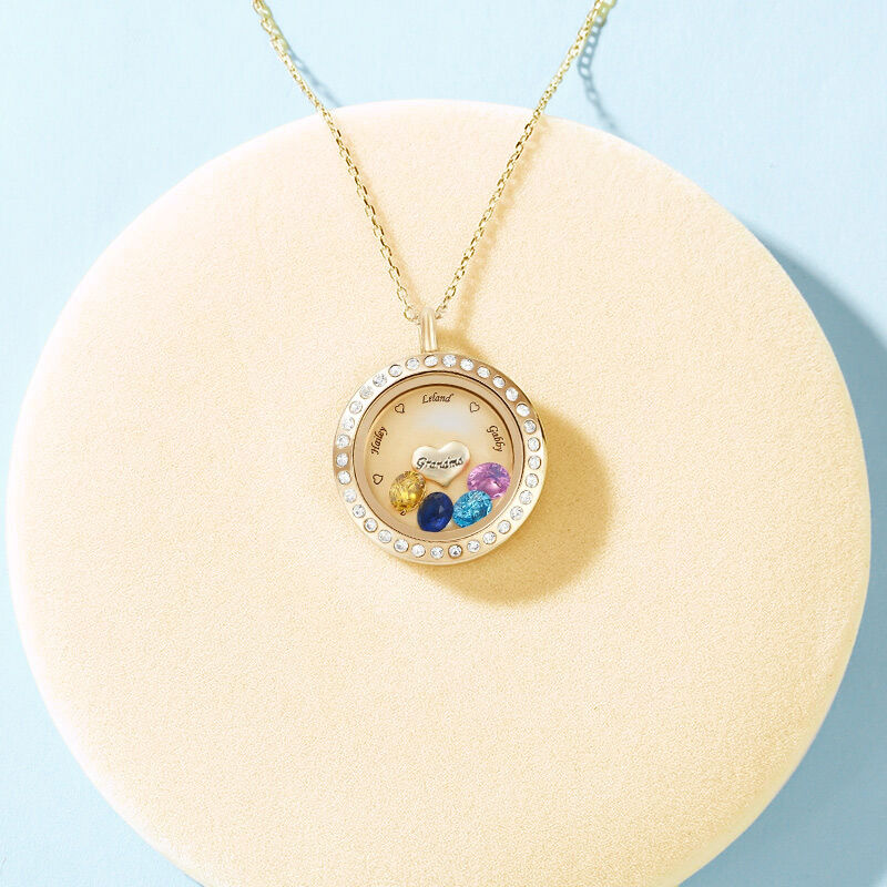 "Around You" Personalized Locket Necklace With Birthstone