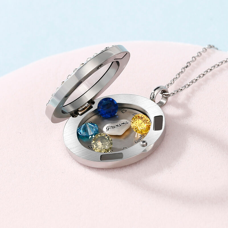 "Around You" Personalized Locket Necklace With Birthstone