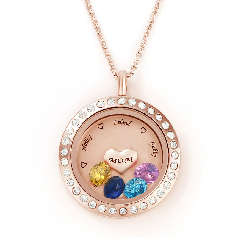 "Around You" Personalized Locket Necklace With Birthstone