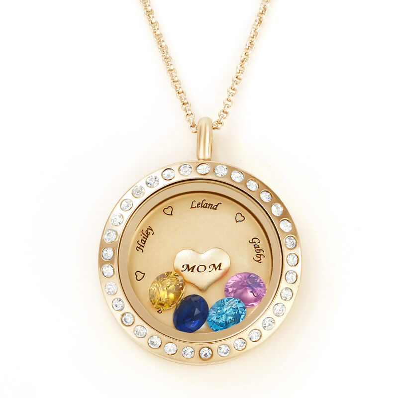 "Around You" Personalized Locket Necklace With Birthstone