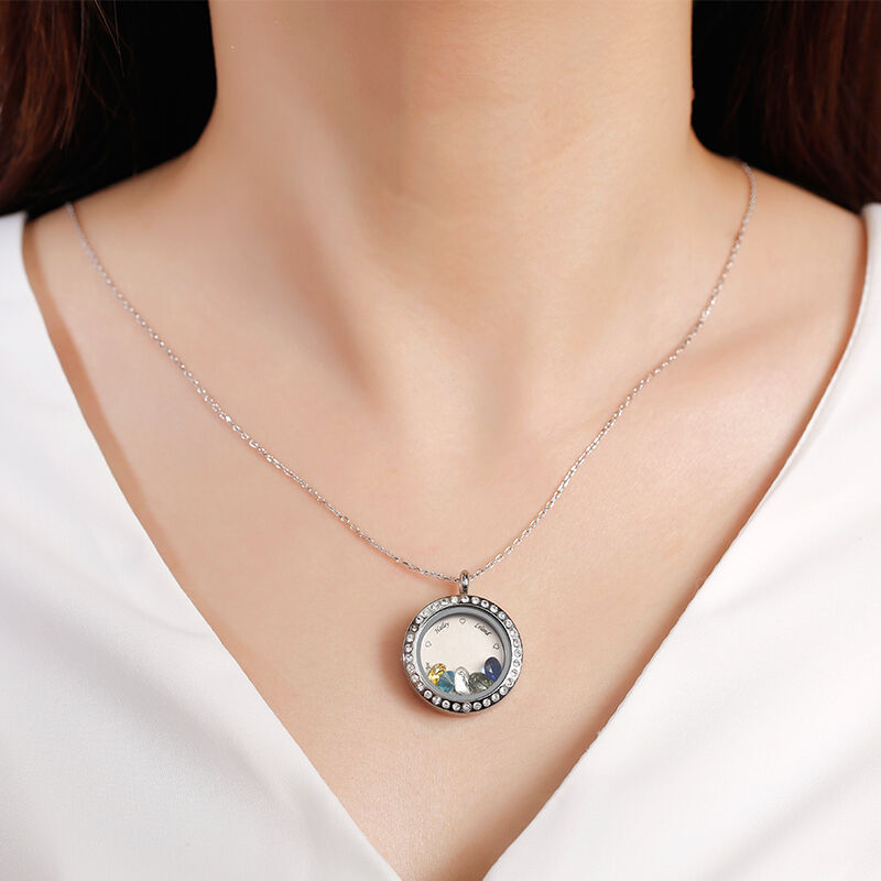 "Around You" Personalized Locket Necklace With Birthstone