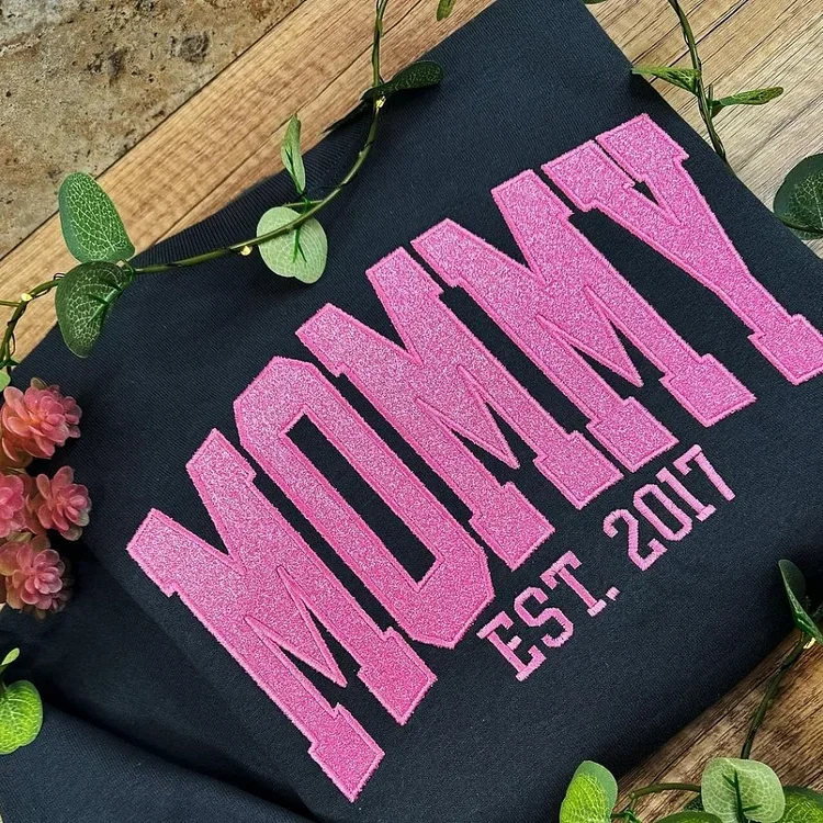 Embroidered Applique Glitter Mama Sweatshirt