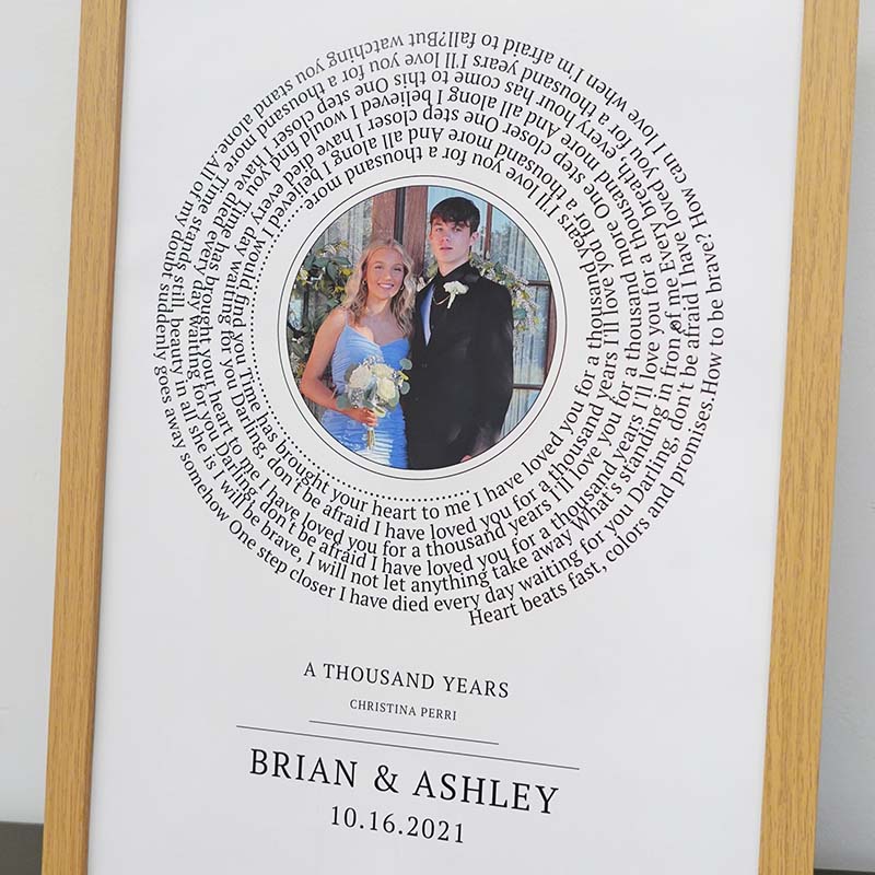 Personalised Photo with song lyric frame