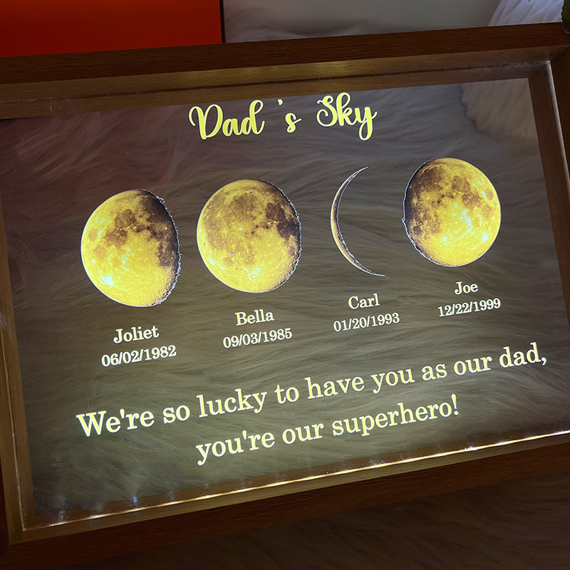 🌕Led light frame with text and date - dad's universe🌕