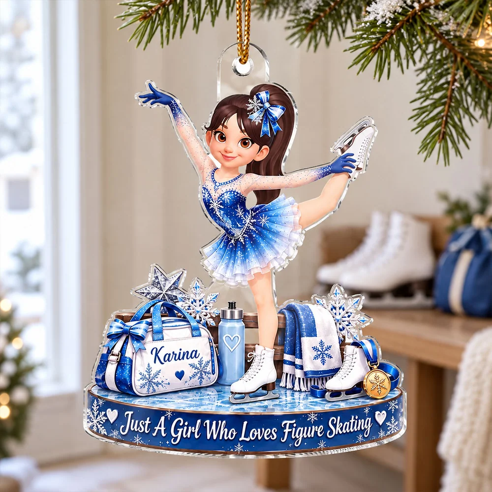 Personalized Girl Who Loves Figure Skating Ornament