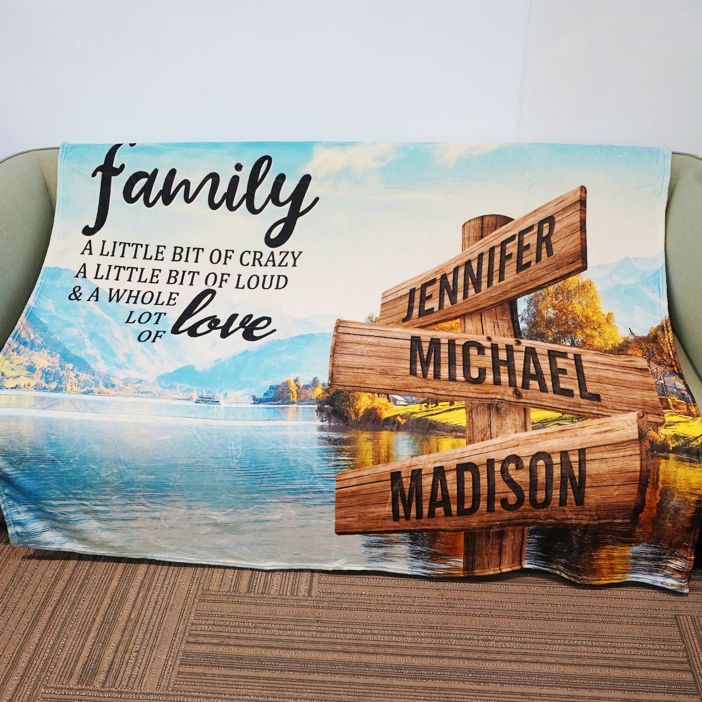 Riverside Scenery Color A Little Whole Lot of Love Multi-Names Blanket