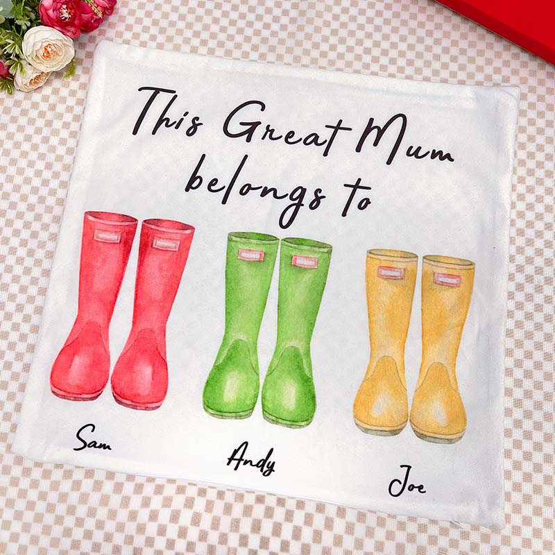 Personalized Family Rain Boots Names Blanket&Pillow