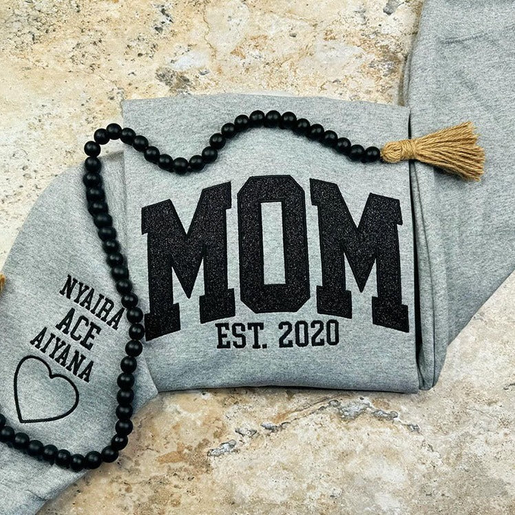 Embroidered Applique Glitter Mama Sweatshirt