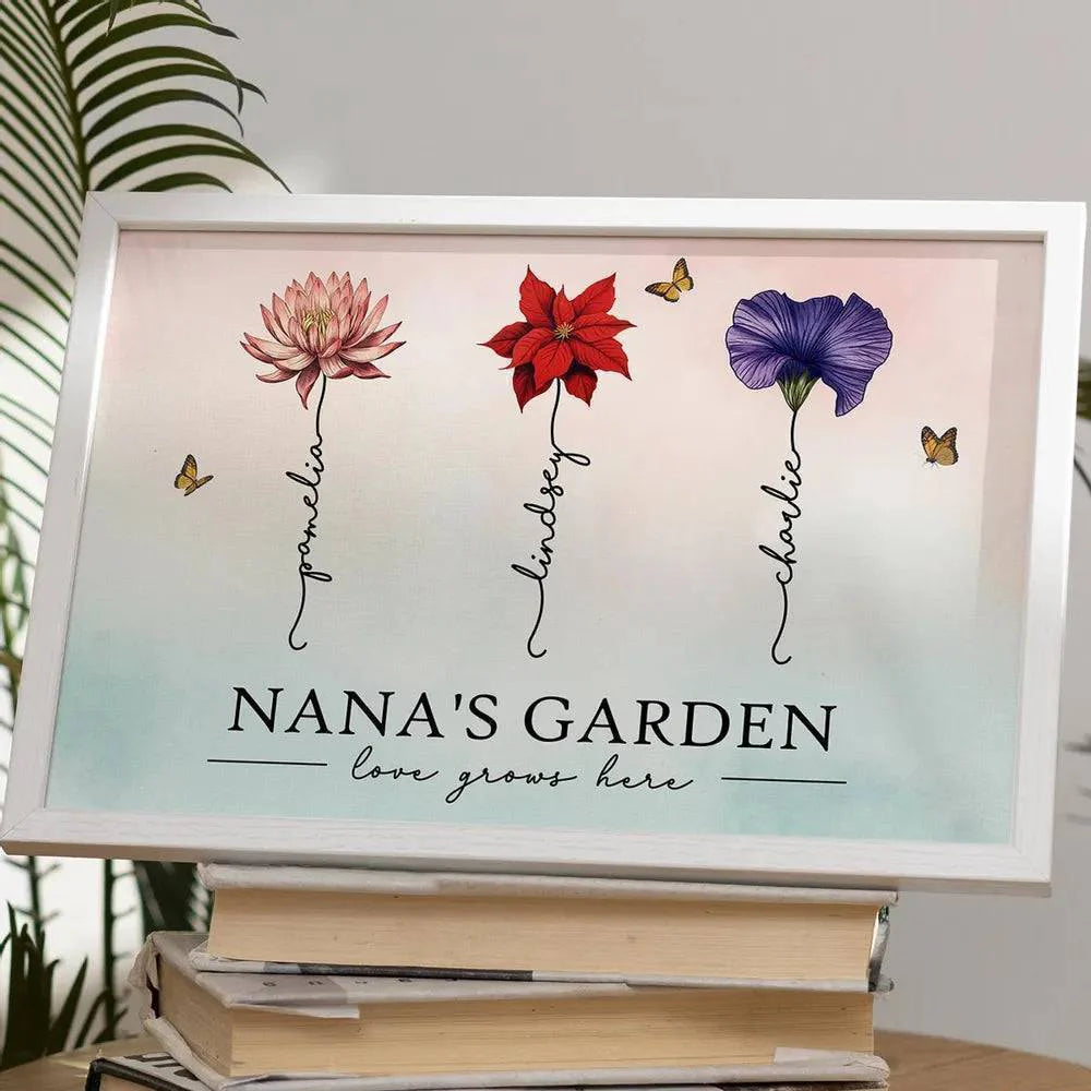 Custom Poster & Canvas Grandma's Garden Love Grows Here Beautiful Birth Month Flower