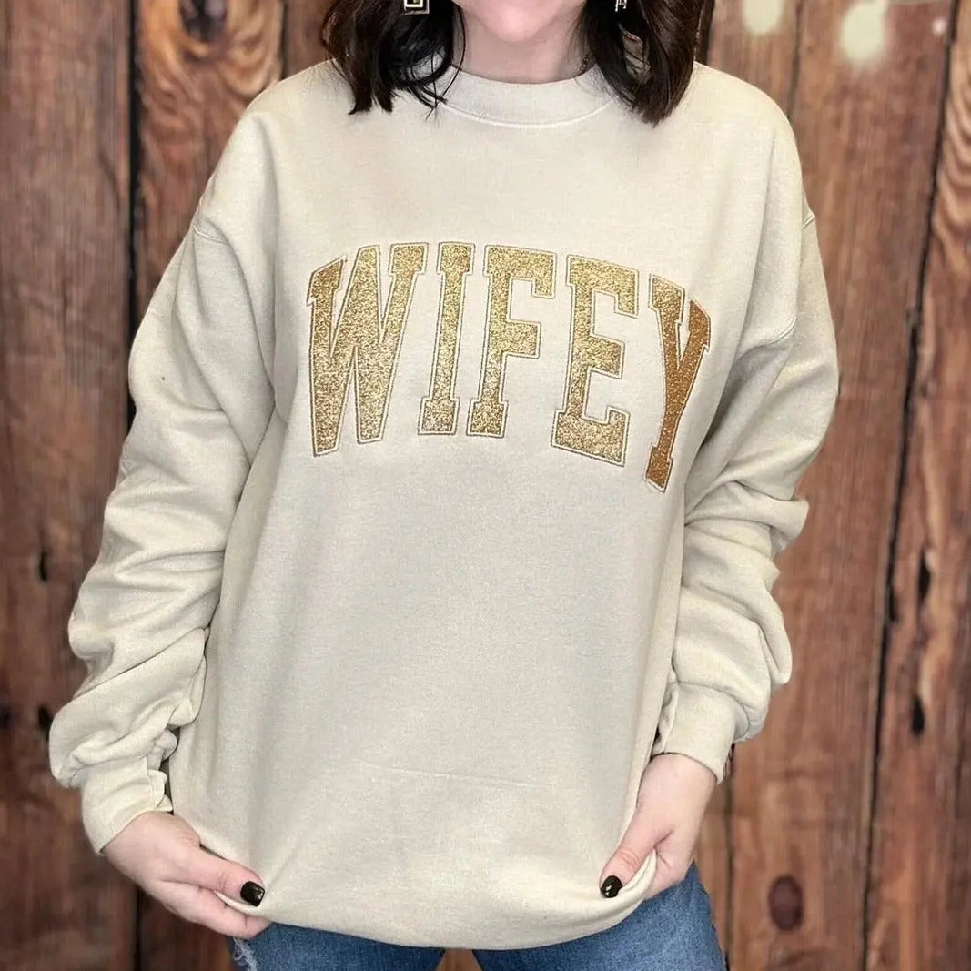 Embroidered Applique Glitter Mama Sweatshirt