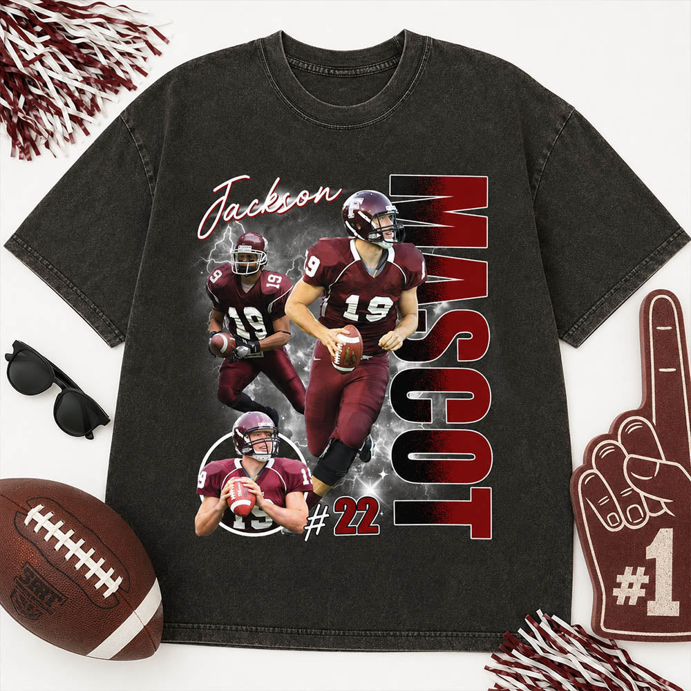 Custom Football Photo Shirt with Player Name & Team Mascot
