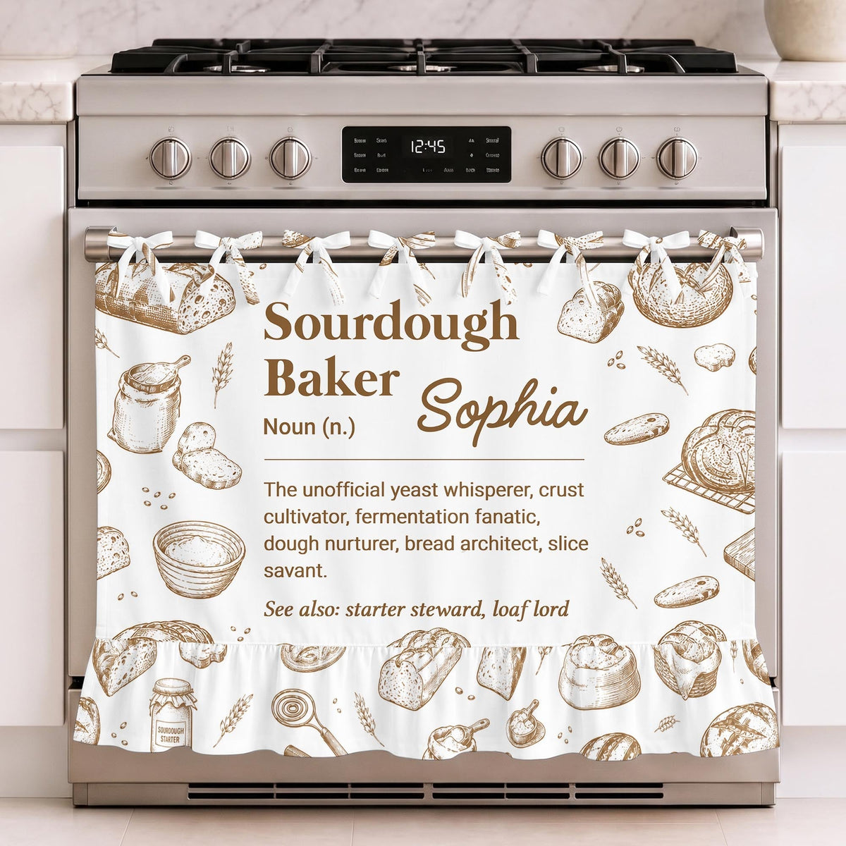 Personalized Sourdough Baker Noun Definition Oven Skirt Curtain