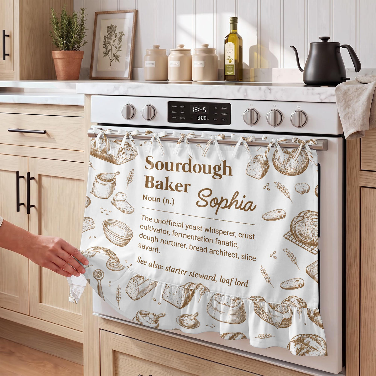 Personalized Sourdough Baker Noun Definition Oven Skirt Curtain