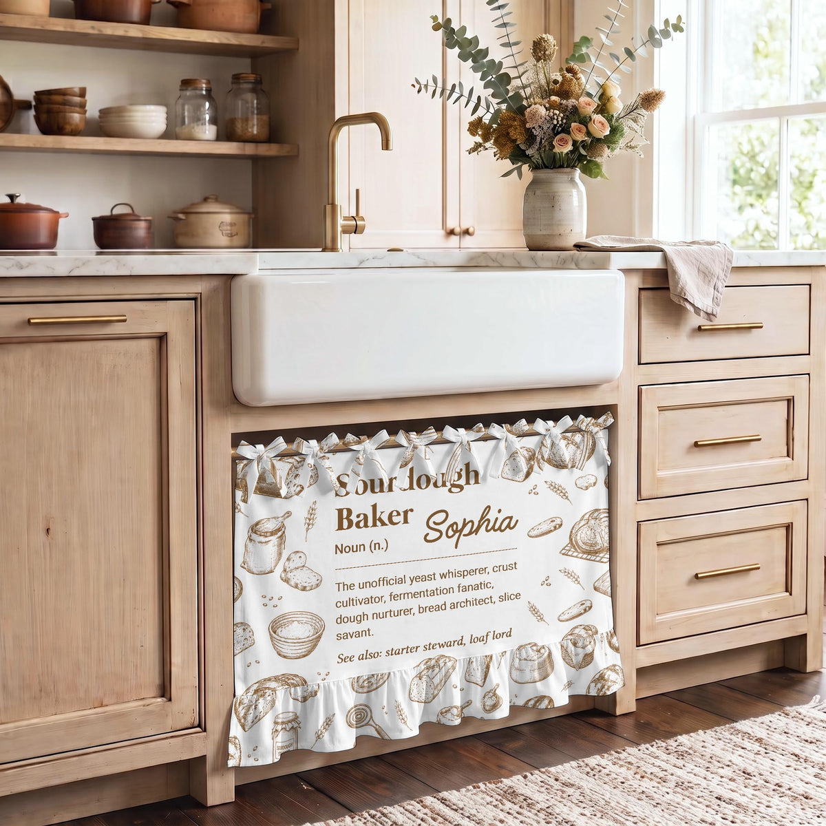Personalized Sourdough Baker Noun Definition Oven Skirt Curtain