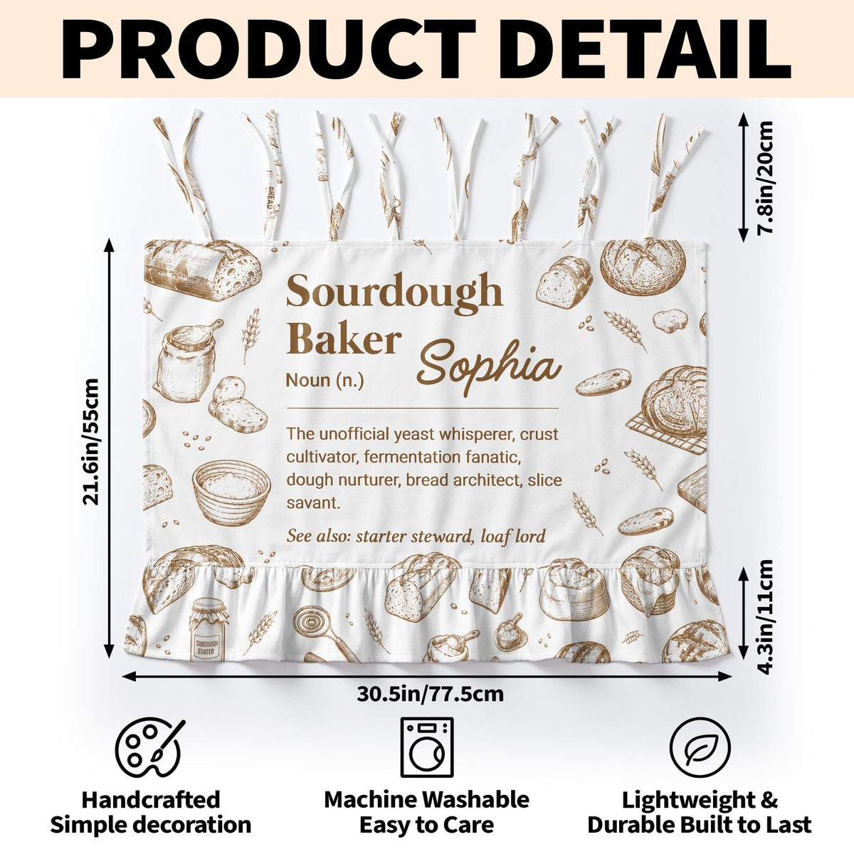 Personalized Sourdough Baker Noun Definition Oven Skirt Curtain