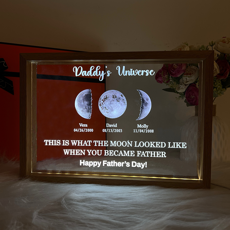 🌕Led light frame with text and date - dad's universe🌕