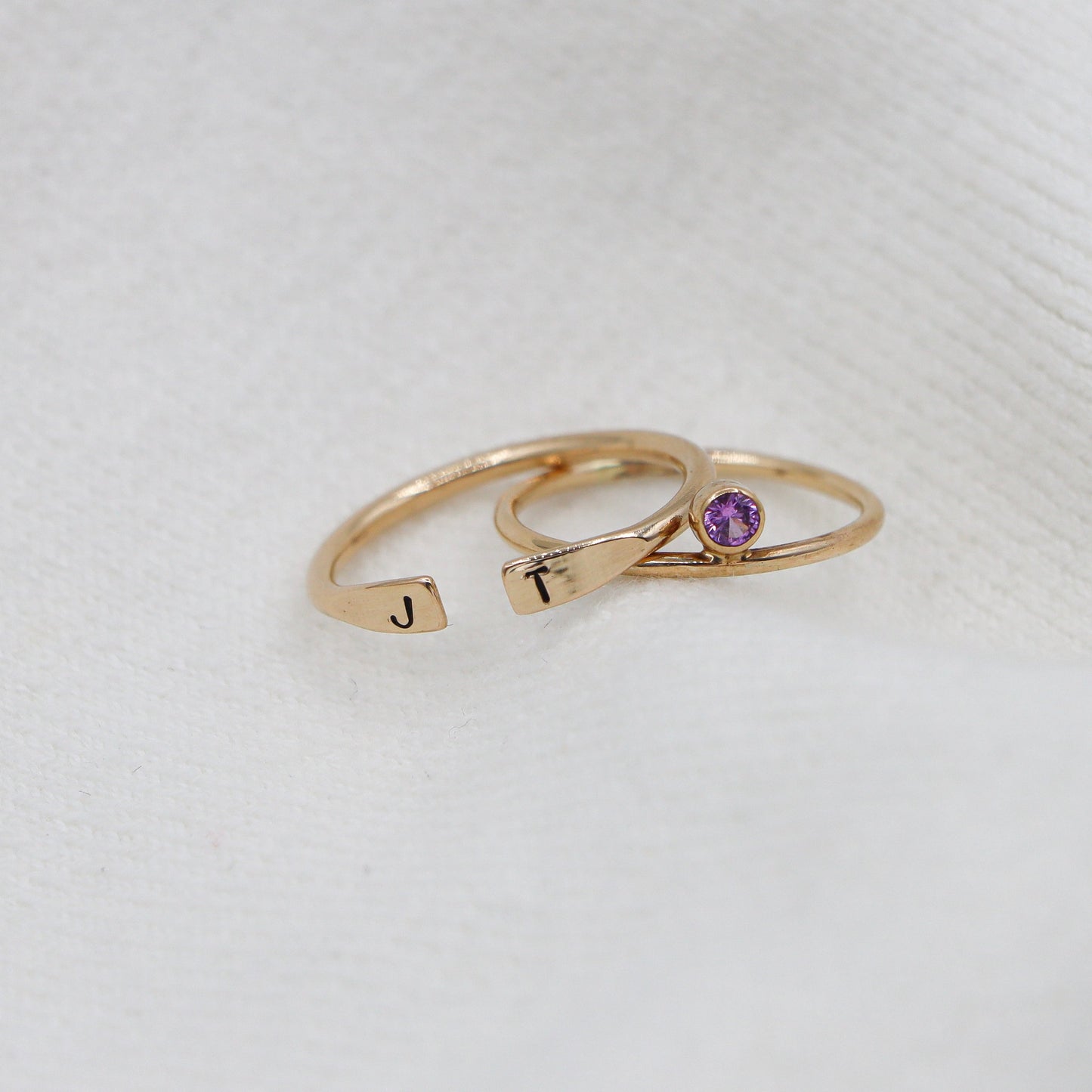 Initial and Birthstone Ring Set