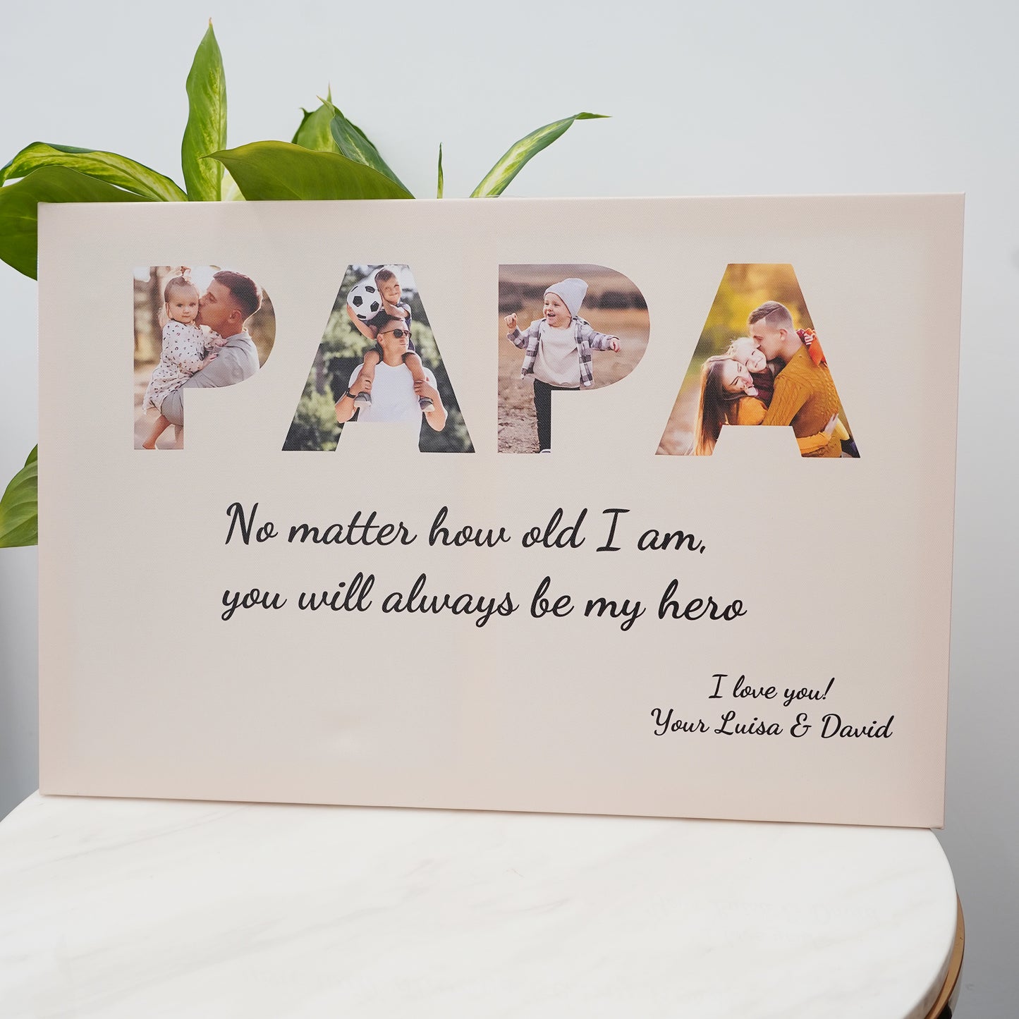 Personalized canvas "Dad remains my hero"