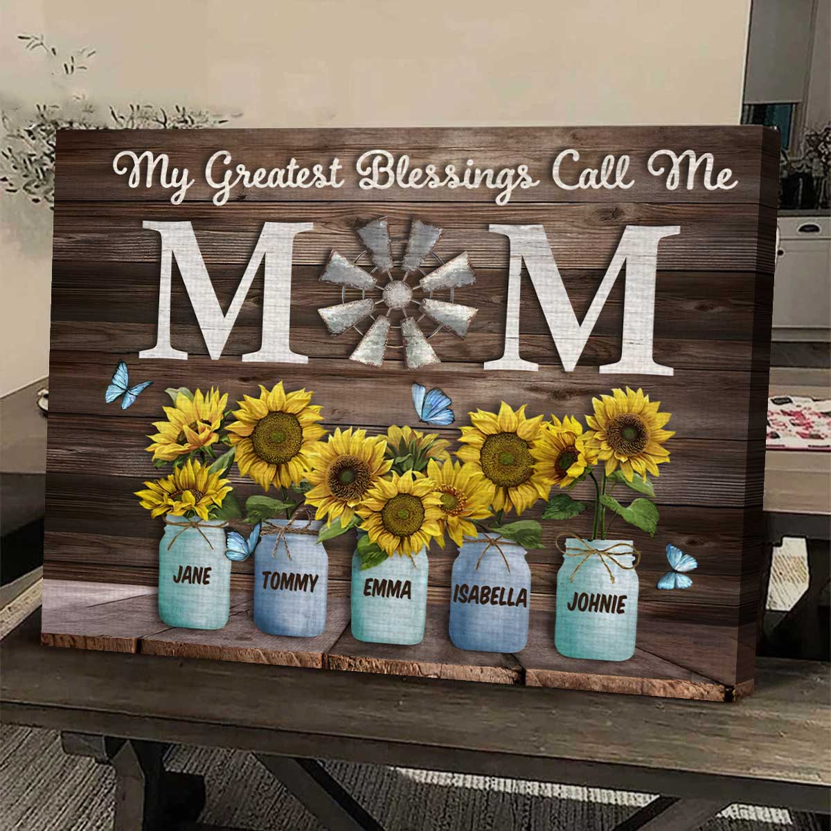 My Greatest Blessings Call Me Mom Custom Names Canvas