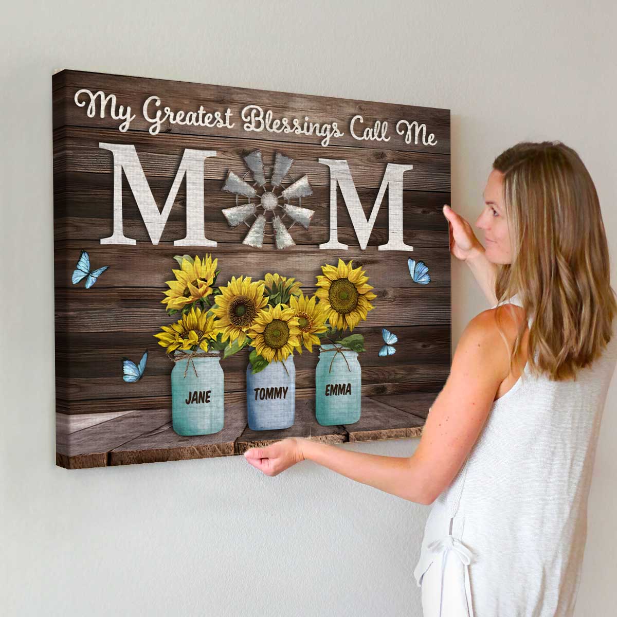 My Greatest Blessings Call Me Mom Custom Names Canvas