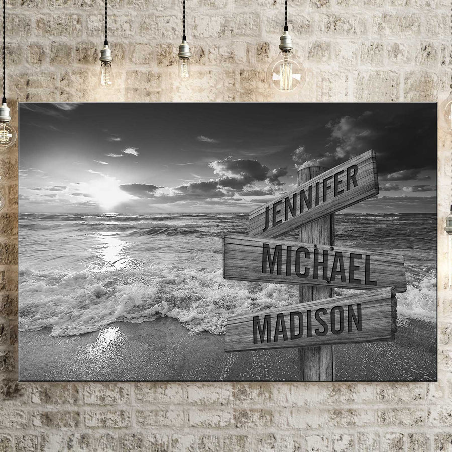 Ocean Sunset Multi-Names Premium Canvas