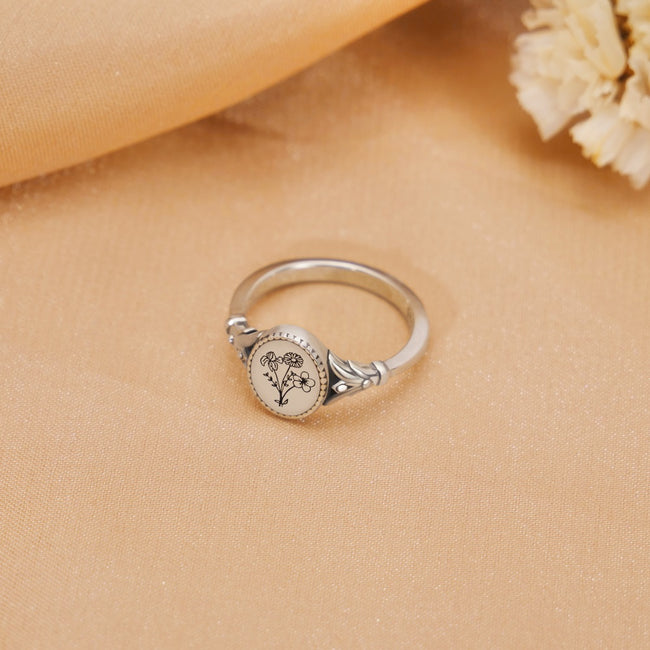 Personalized Family Birth Flower Ring #2