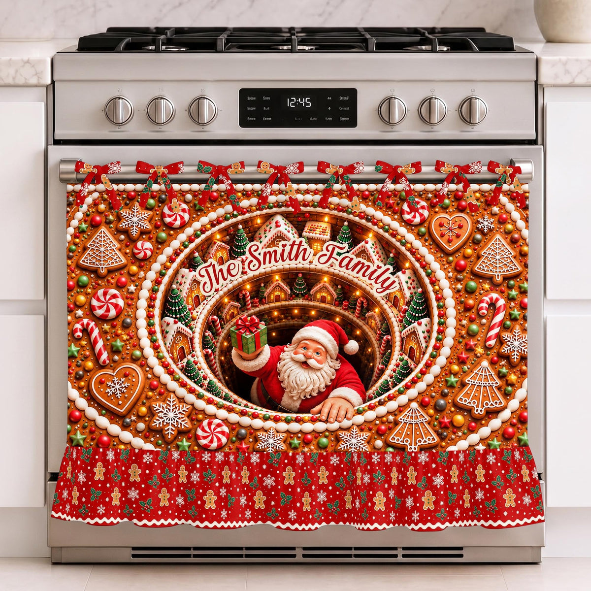 Personalized Family Santa Claus Oven Skirt Curtain