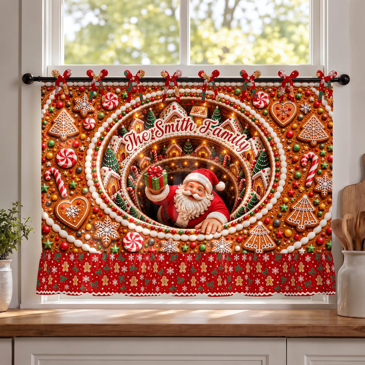 Personalized Family Santa Claus Oven Skirt Curtain
