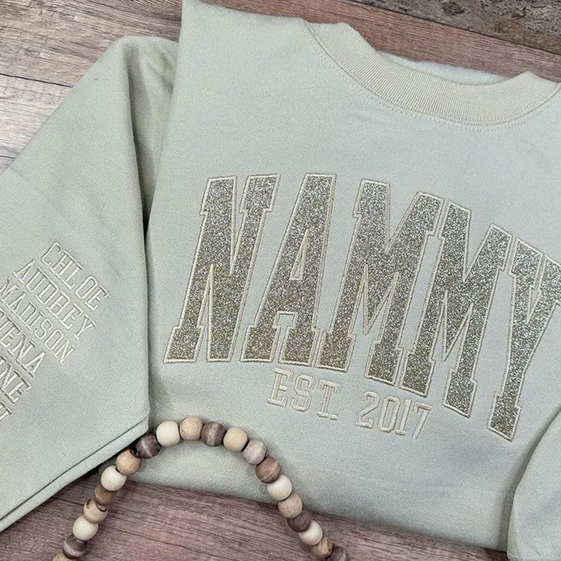 Embroidered Applique Glitter Mama Sweatshirt