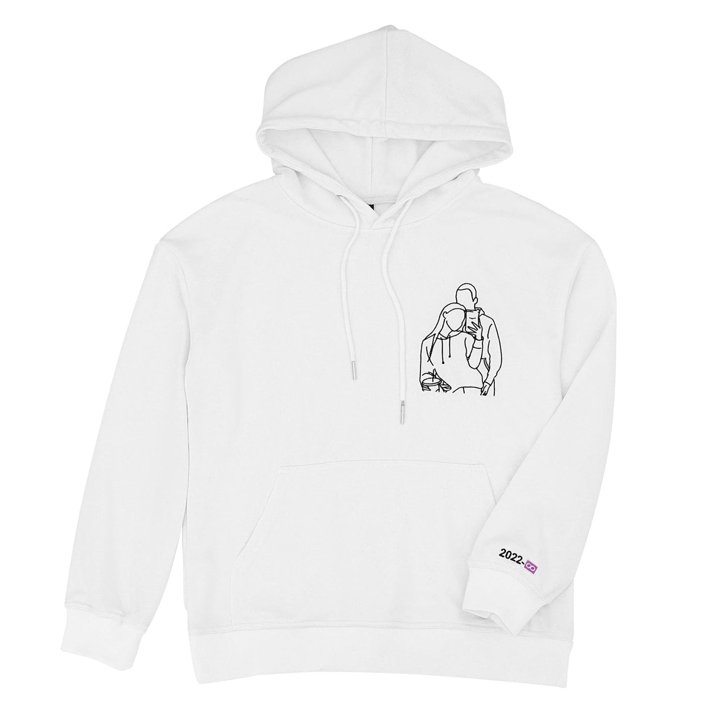 Custom Embroidered Line Drawing Hoodie Couple