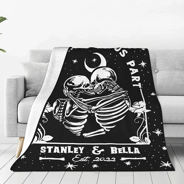 Personalised Till Death Do Us Part Couple Skull Flannel Blankets