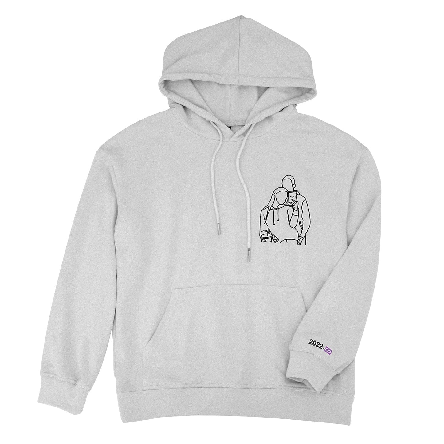 Custom Embroidered Line Drawing Hoodie Couple