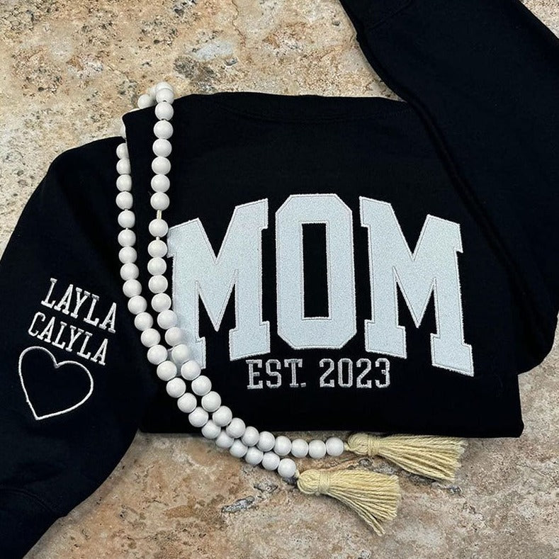 Embroidered Applique Glitter Mama Sweatshirt